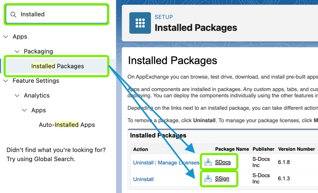 Installed Packages Screenshot
