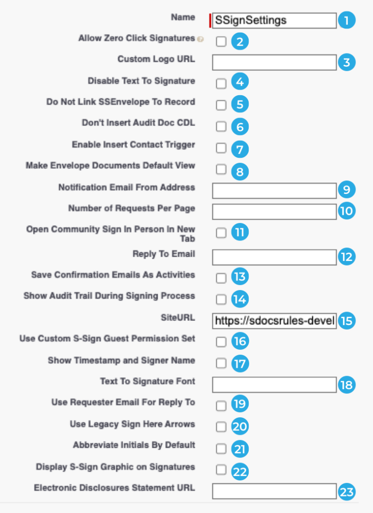 S-Sign Custom Settings Menu in Salesforce