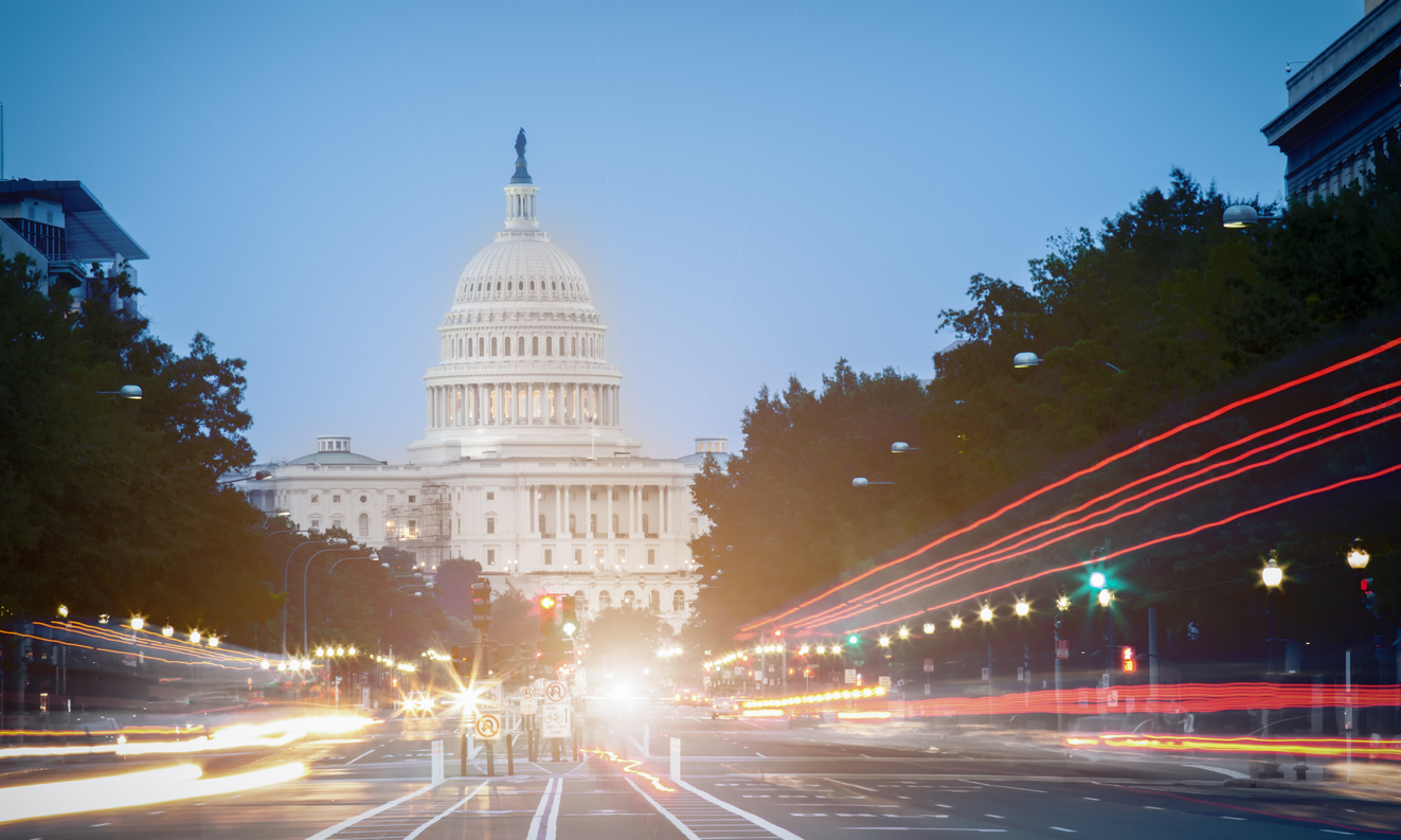 the U.S. Capitol at night