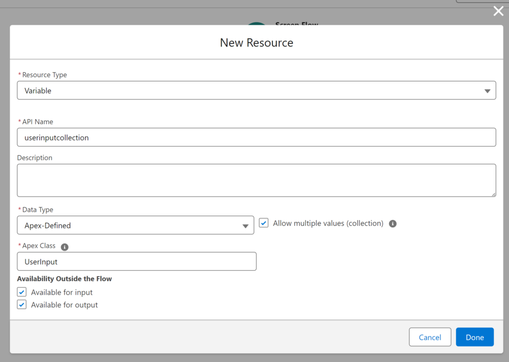 Configuration of a New Resource
