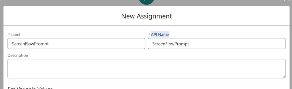 New Assignment Variable