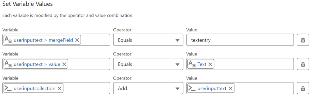 Set Variable Values