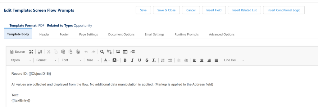 User Input Collection variable in an S-Doc Template